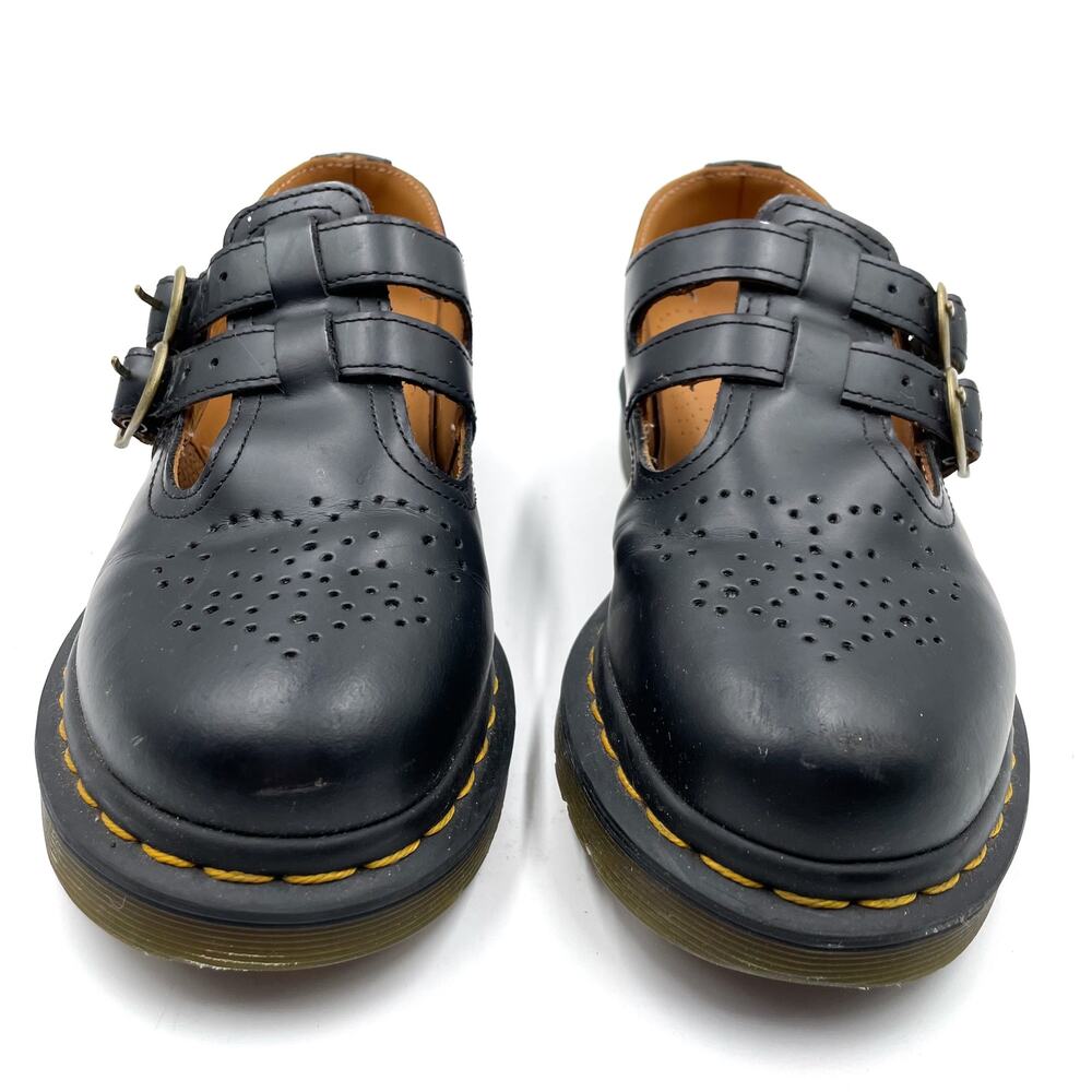 SOLD-Dr. Martens 12916 Mary Jane Loafers Black Leather Double Buckle Sz 6 - Picture 4 of 9